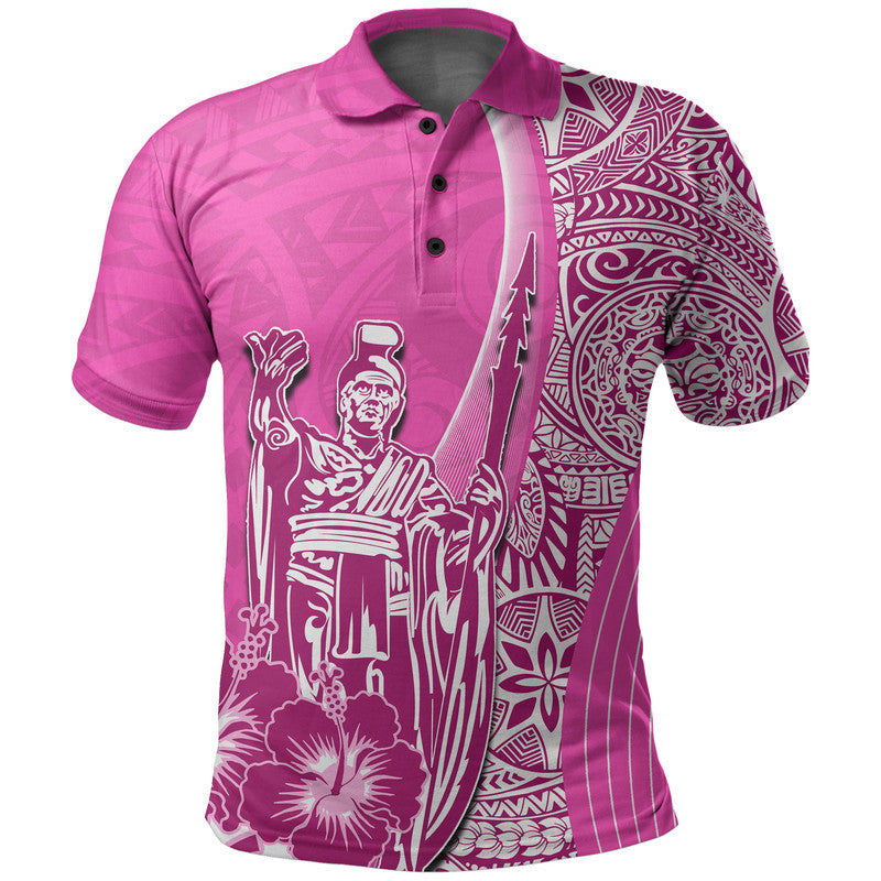 Hawaiian King Kamehameha Polo Shirt Vibe Pink Style LT6