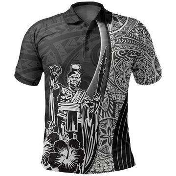 Hawaiian King Kamehameha Polo Shirt Vibe Black Style LT6
