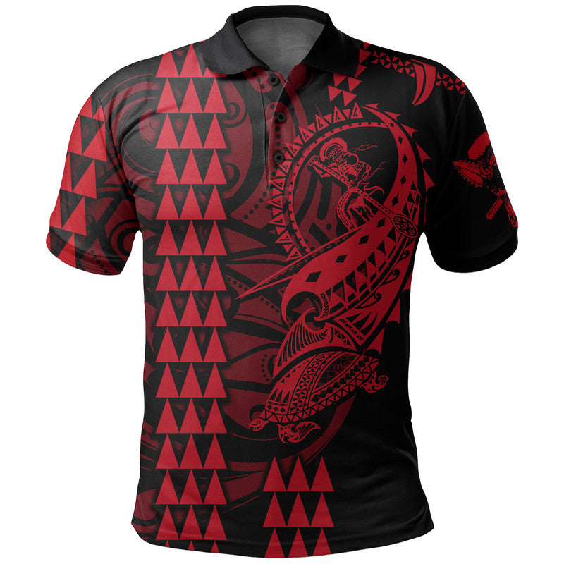 Custom Hawaii Polynesian Warrior Kakau Polo Shirt Red LT6