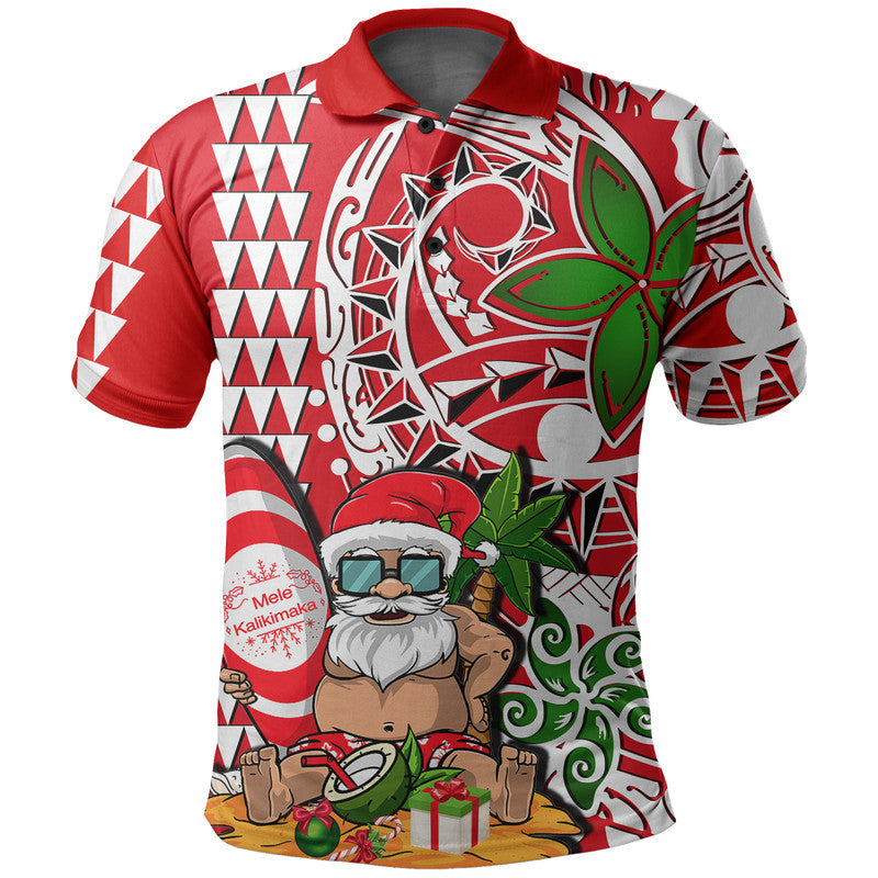 Hawaii Mele Kalikimaka Santa Claus Beach Polo Shirt LT6