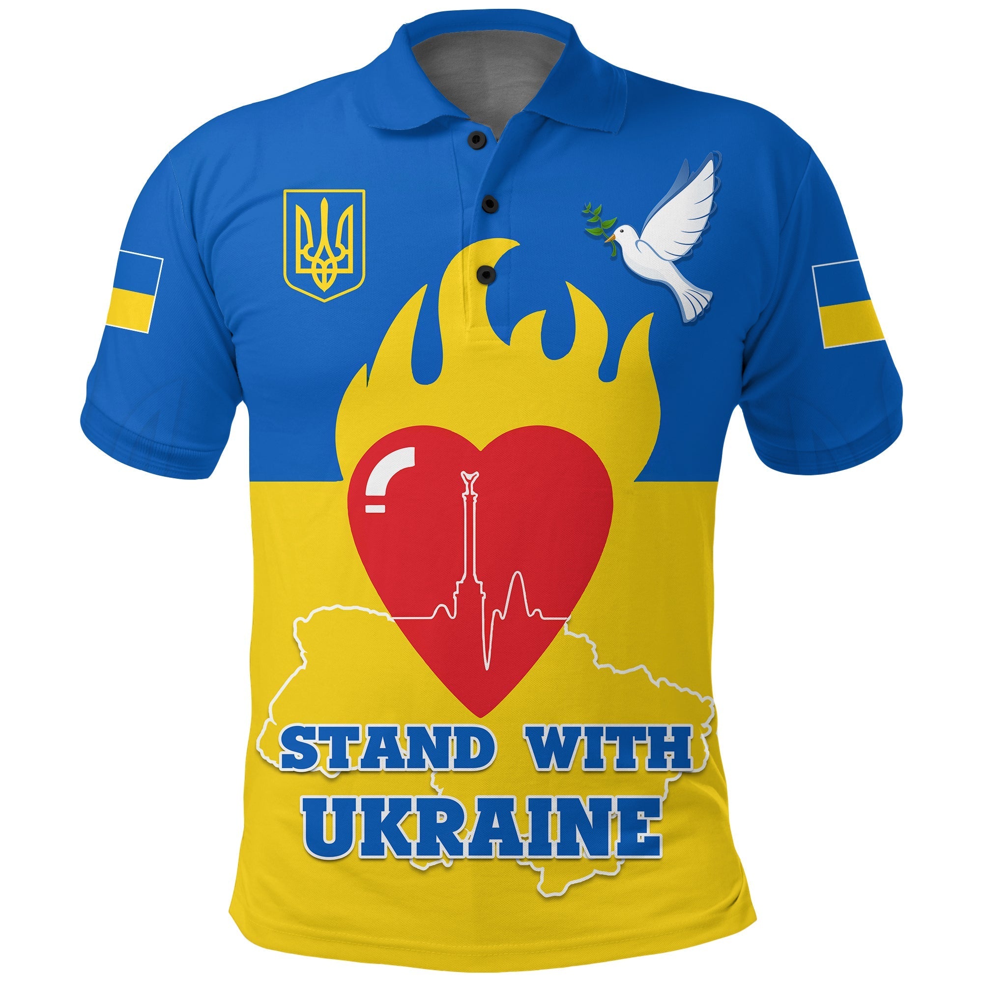 Stand with Ukraine Polo Shirt Peace Love and is Not Russia LT4