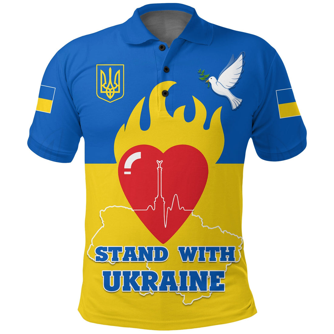 Stand with Ukraine Polo Shirt Peace Love and is Not Russia LT4
