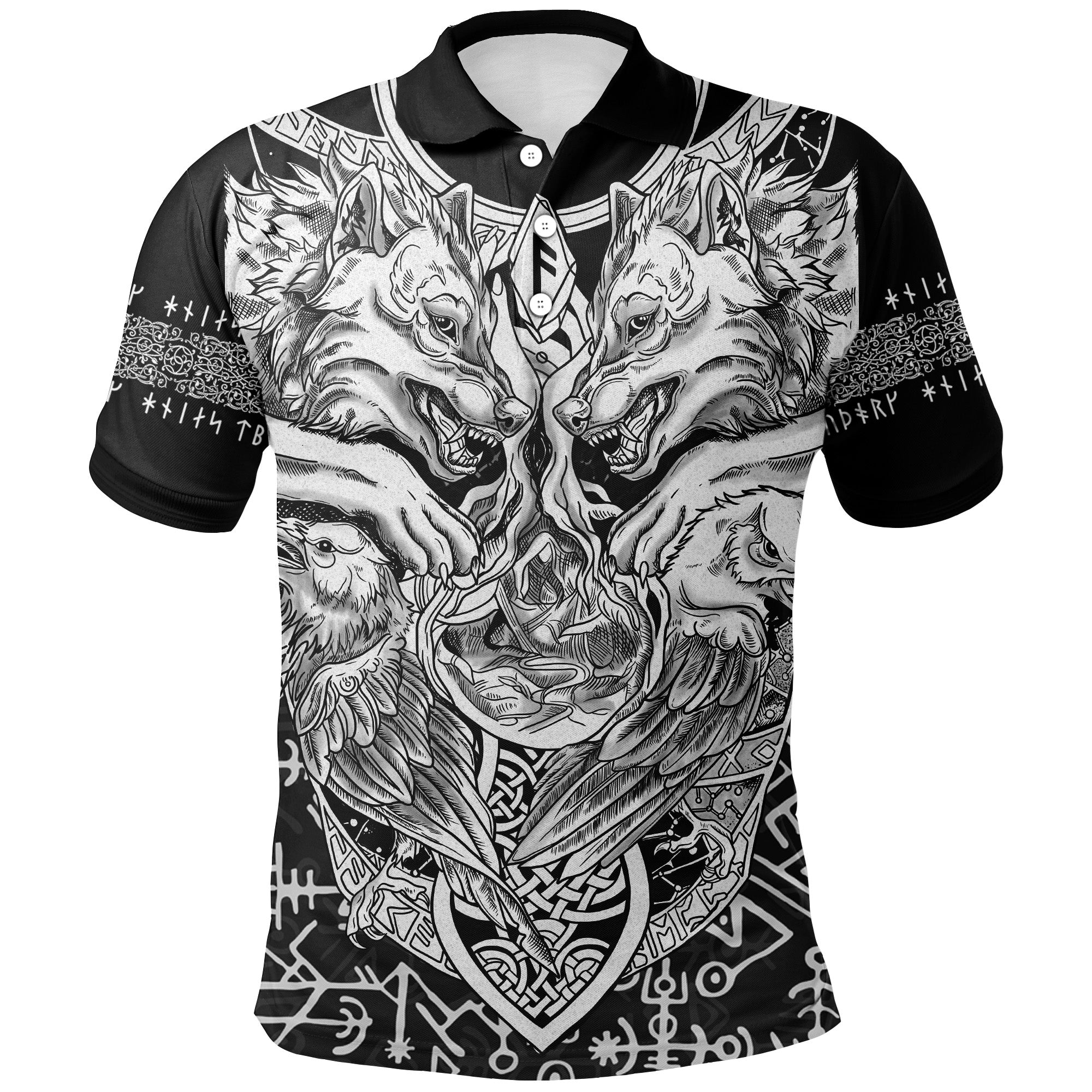 Viking Polo Shirt Wolf and Raven Special RLT12