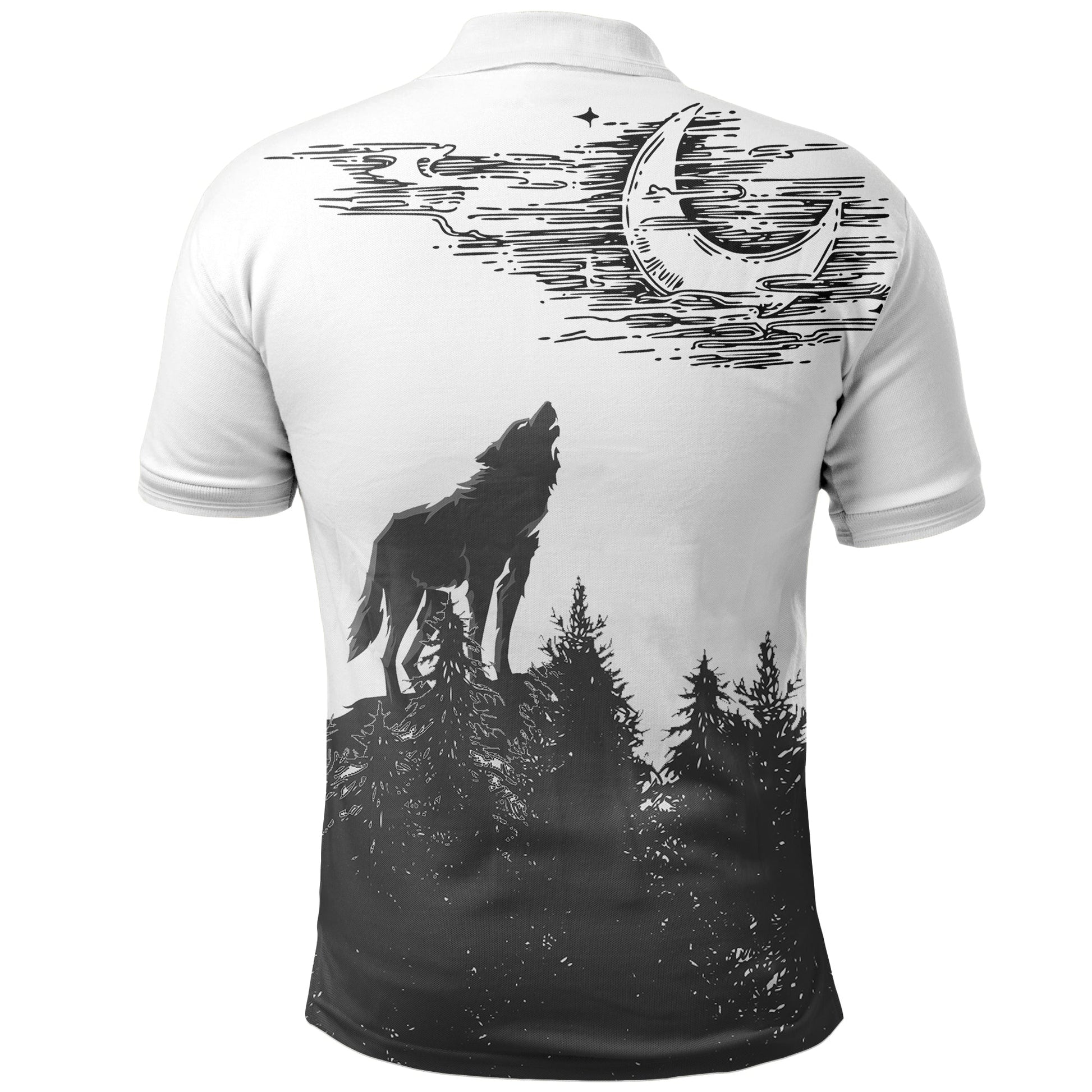 Viking Raven and Wolf In Pine Forest Polo Shirt RLT12