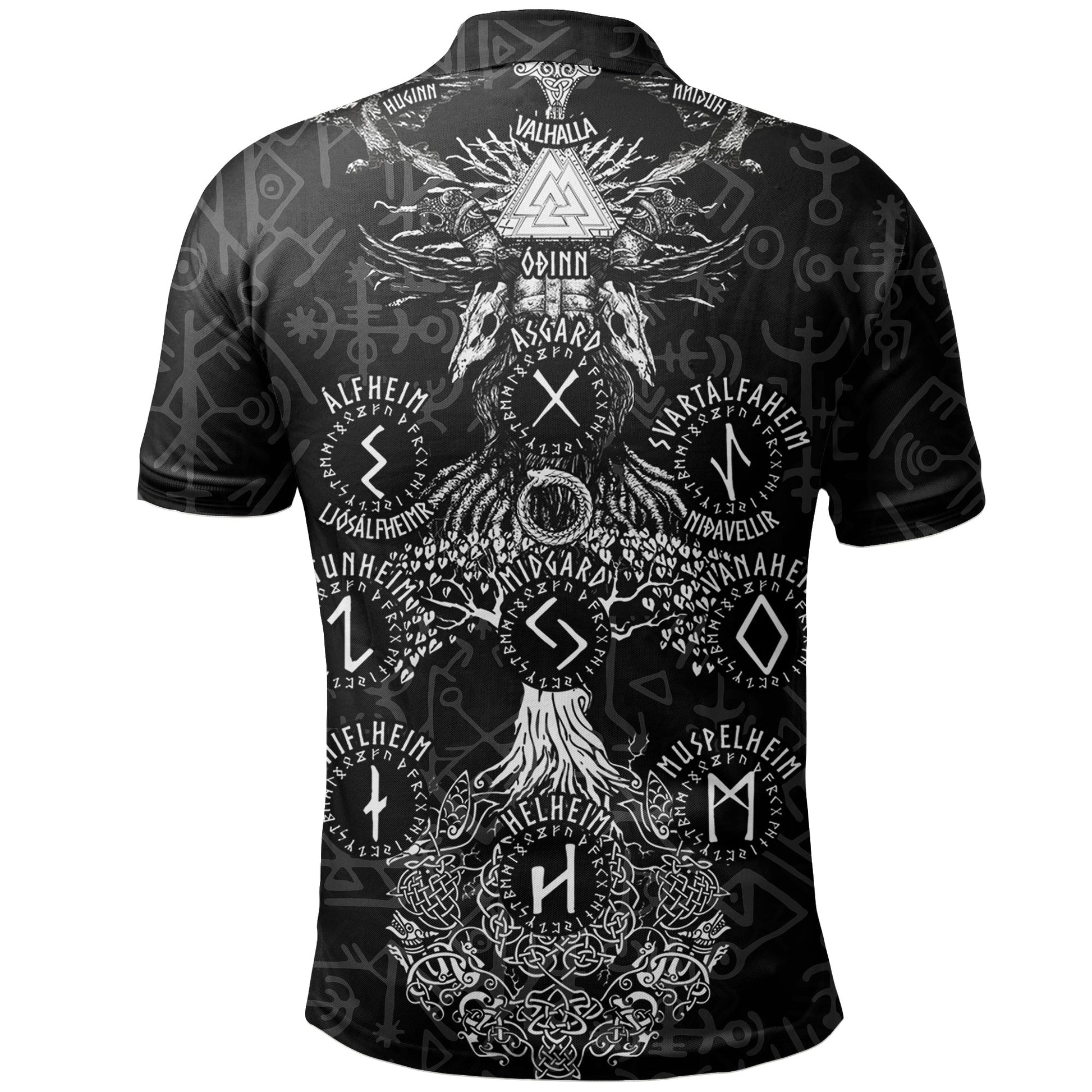 Viking Polo Shirt Odin Tree Runes RLT12