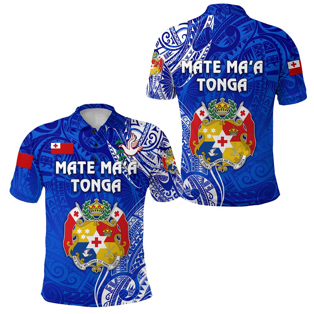Tonga Polo Shirt Coat Of Arms Simple Vibes Blue LT8