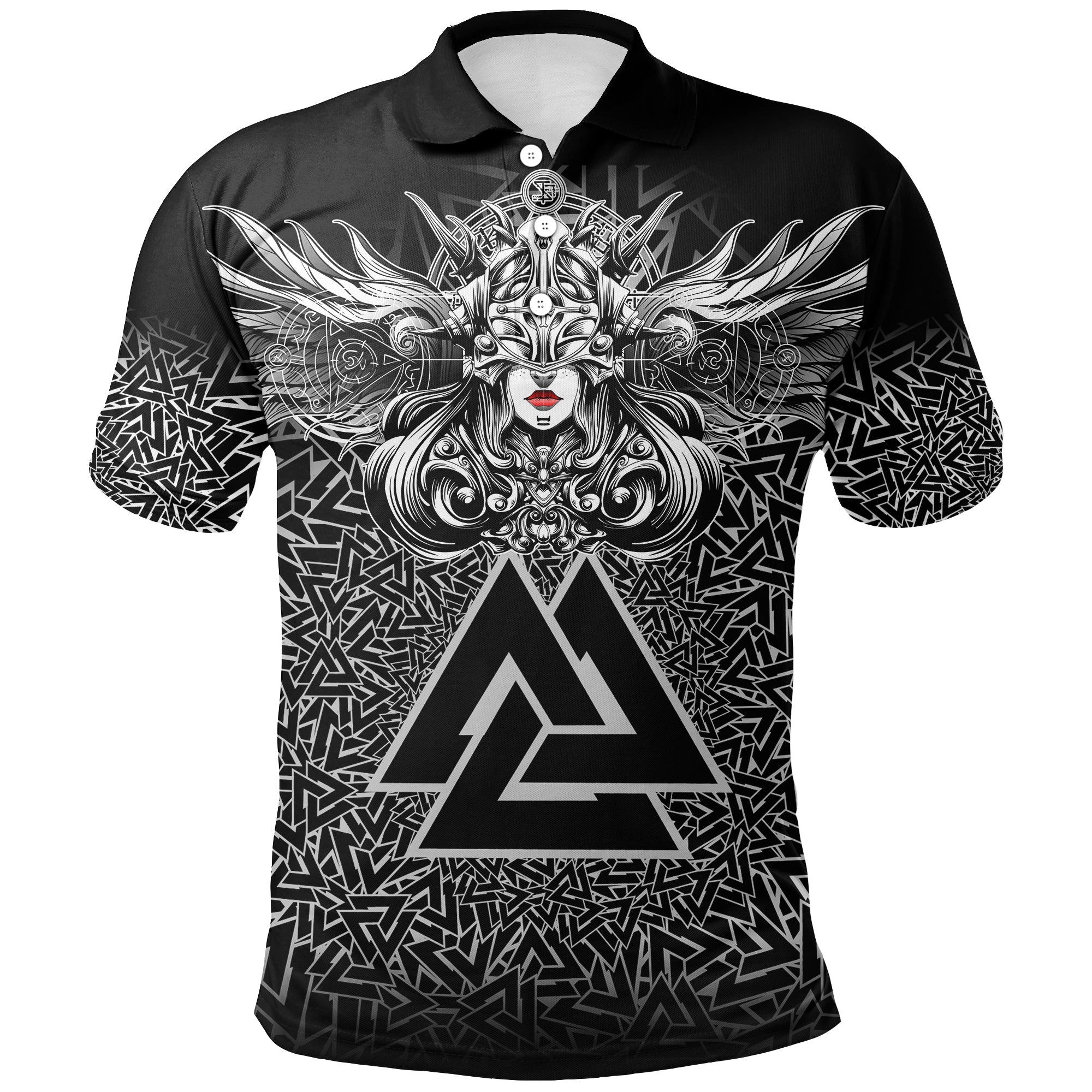 Viking Valkyrie Polo Shirt Valknut Pattern RLT12