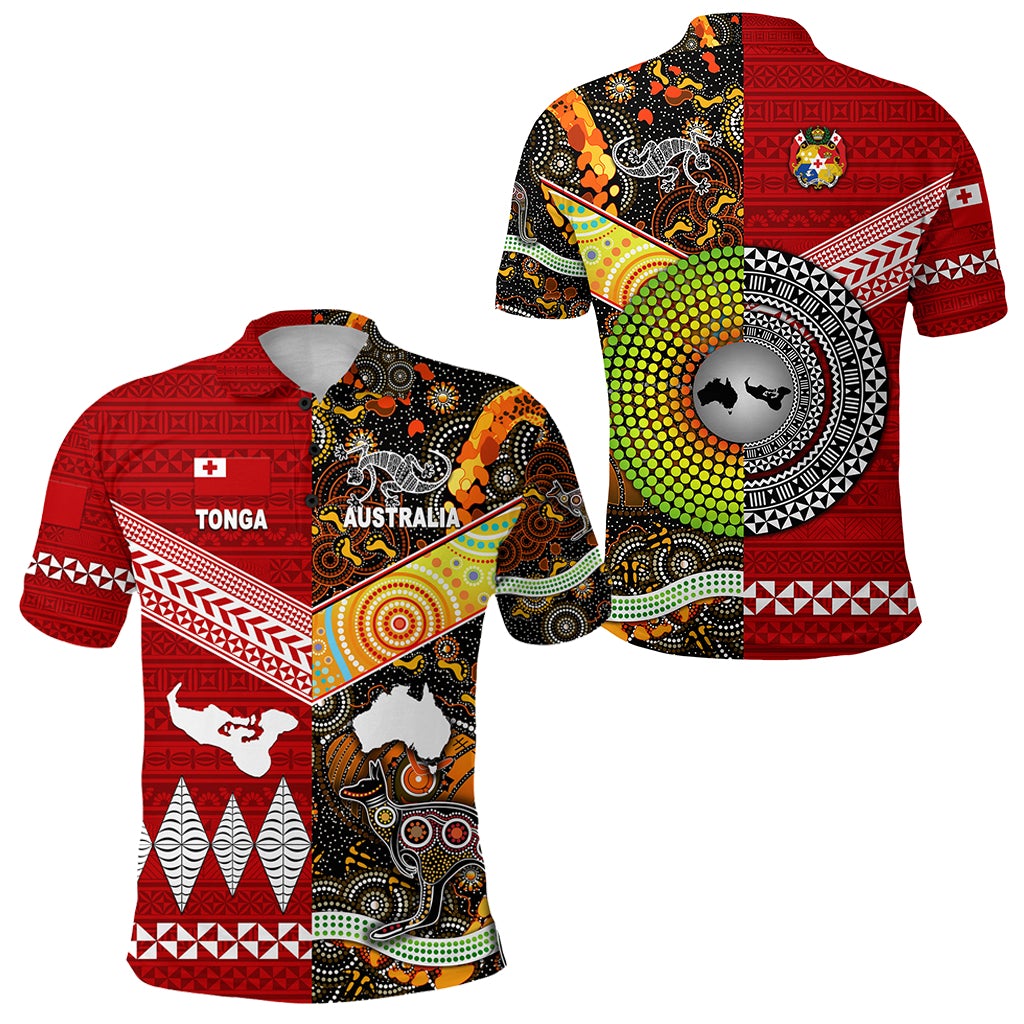 Tonga Ngatu and Australia Aboriginal Polo Shirt Together LT8