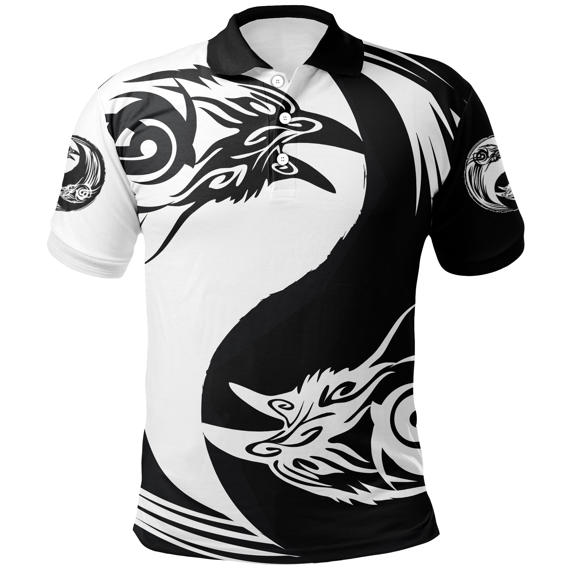 Viking Polo Shirt Ying Yang Raven RLT12
