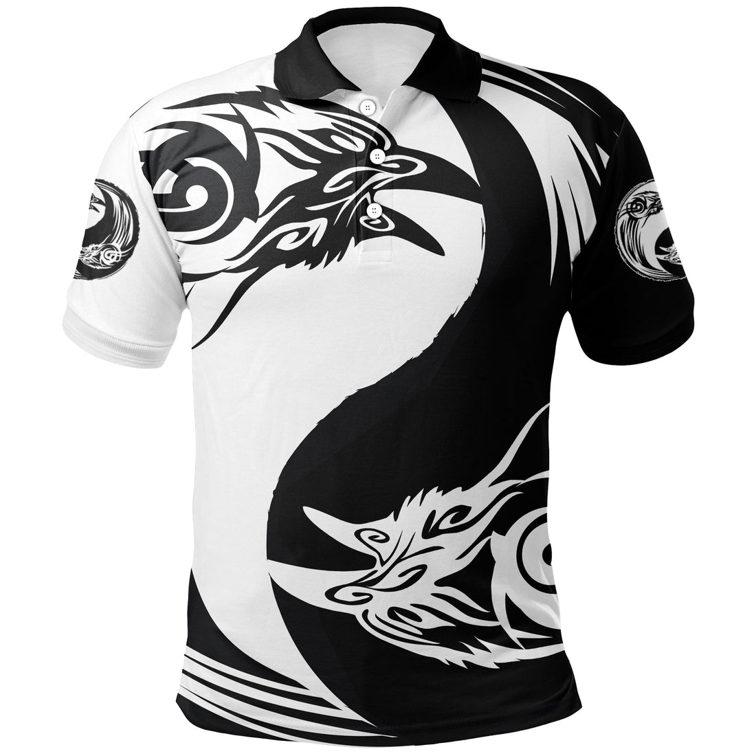 Viking Polo Shirt Ying Yang Raven RLT12