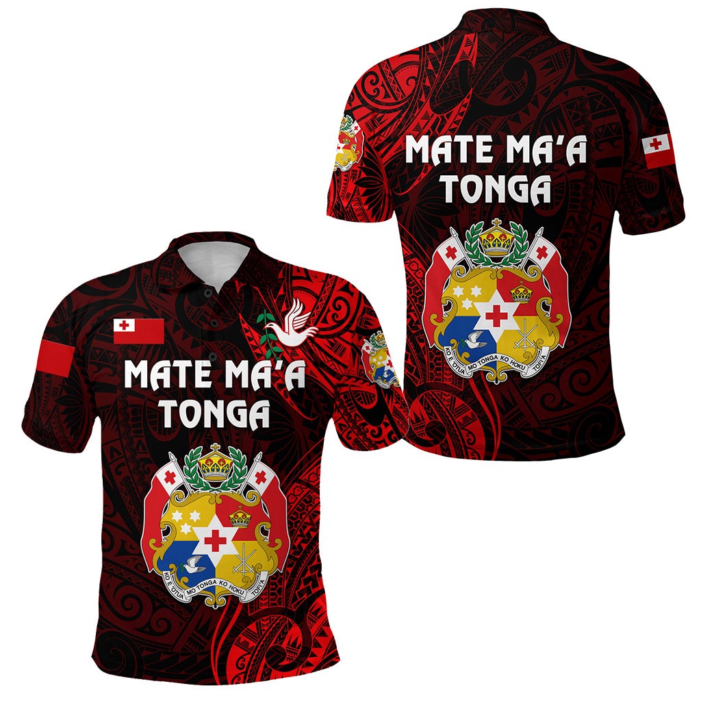 Tonga Polo Shirt Coat Of Arms Simple Vibes Red LT8