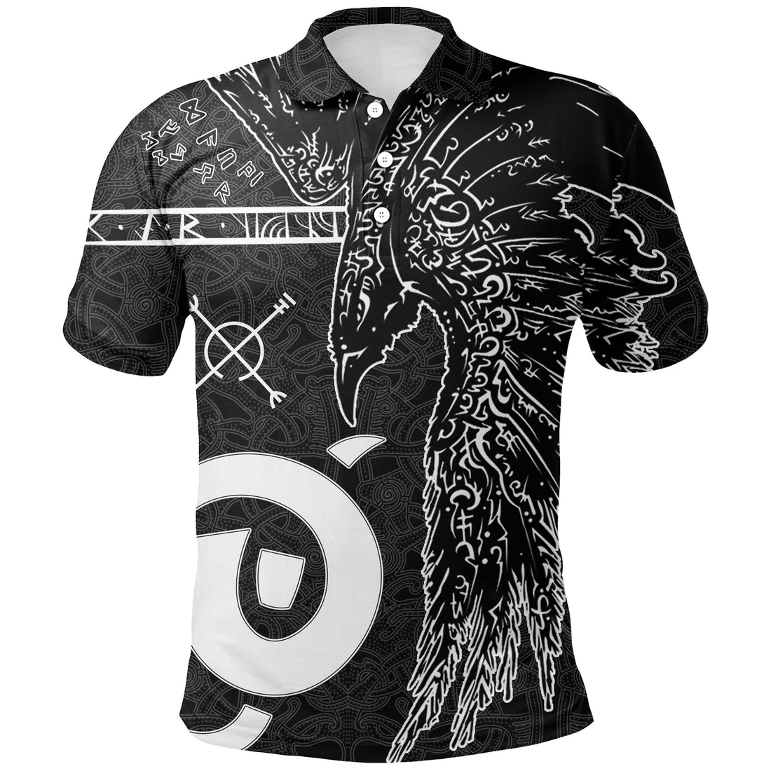 Viking Polo Shirt Raven Norse Mythology Tattoo A21 RLT12