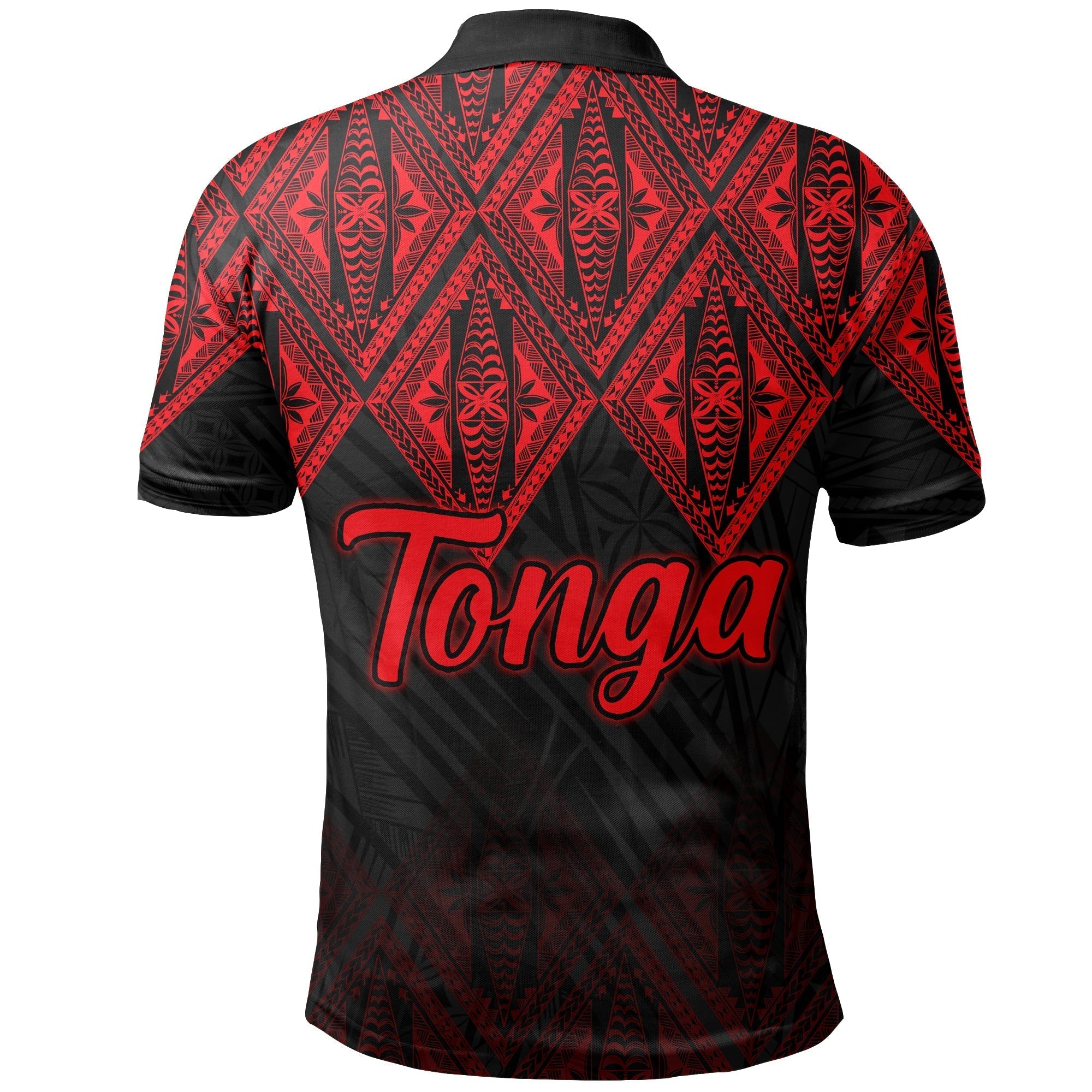 Tonga Polo Shirt Ngatu Black and Red Style LT6