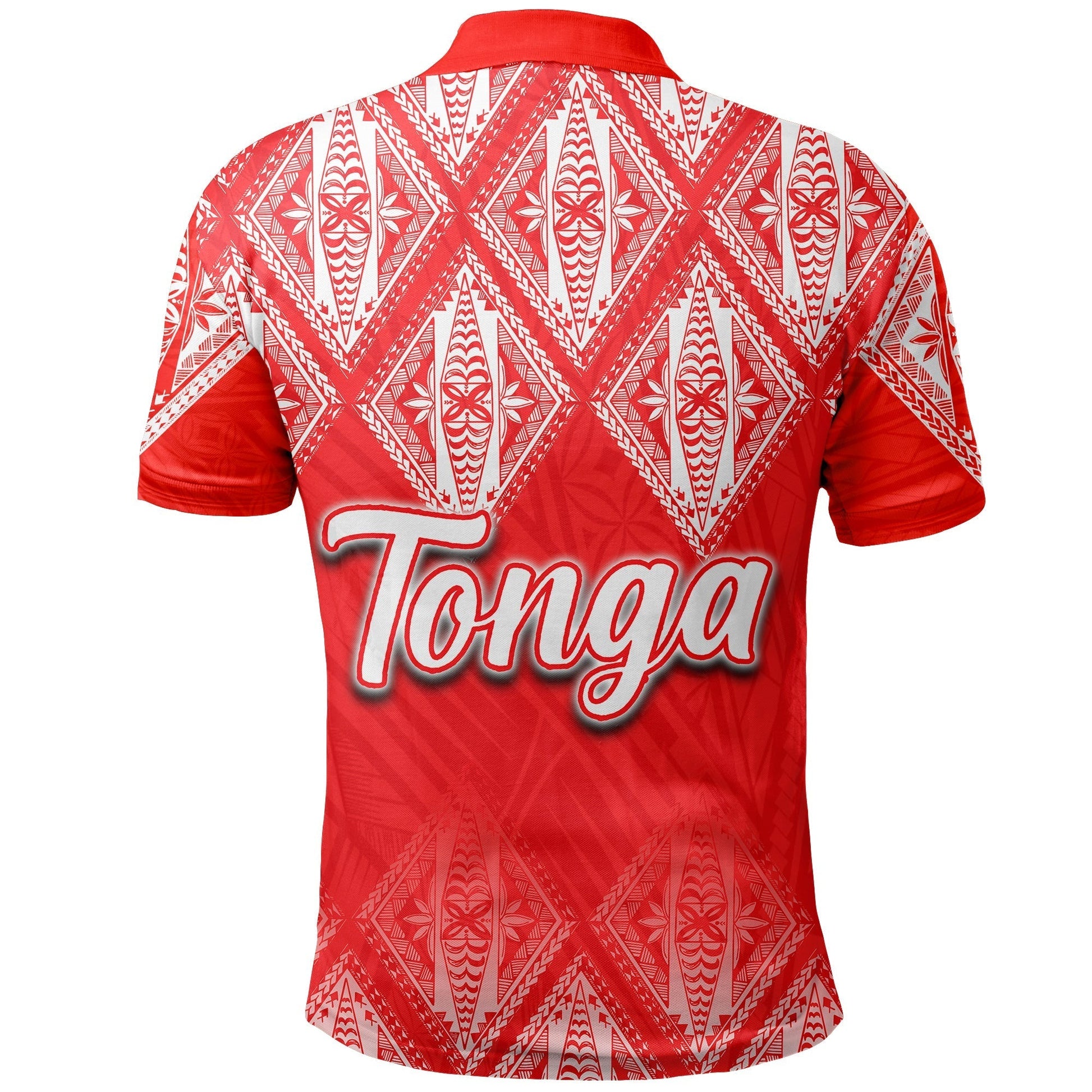 Tonga Polo Shirt Ngatu White and Red Style LT6