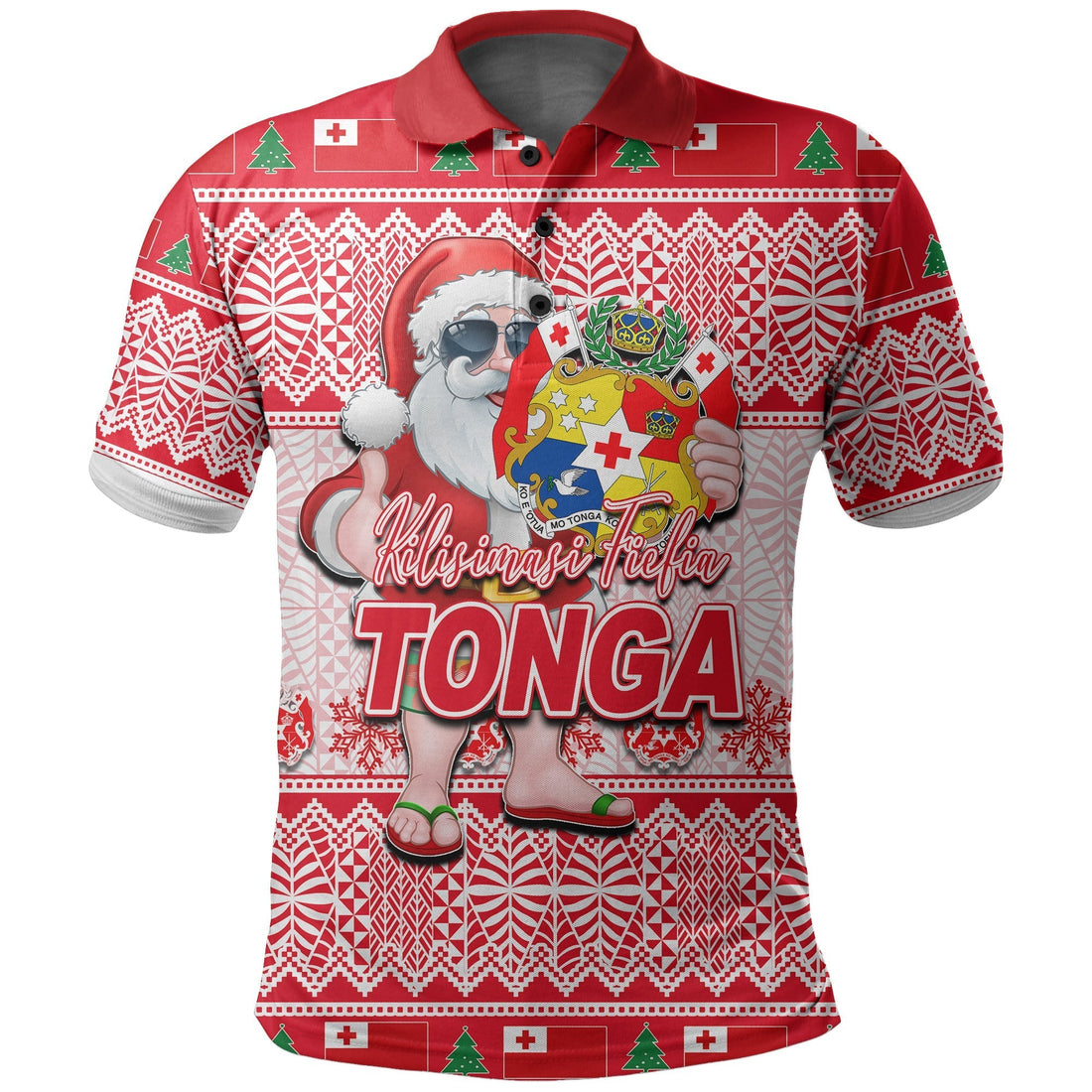 Tonga Polo Shirt Christmas Cool Santa Claus LT6