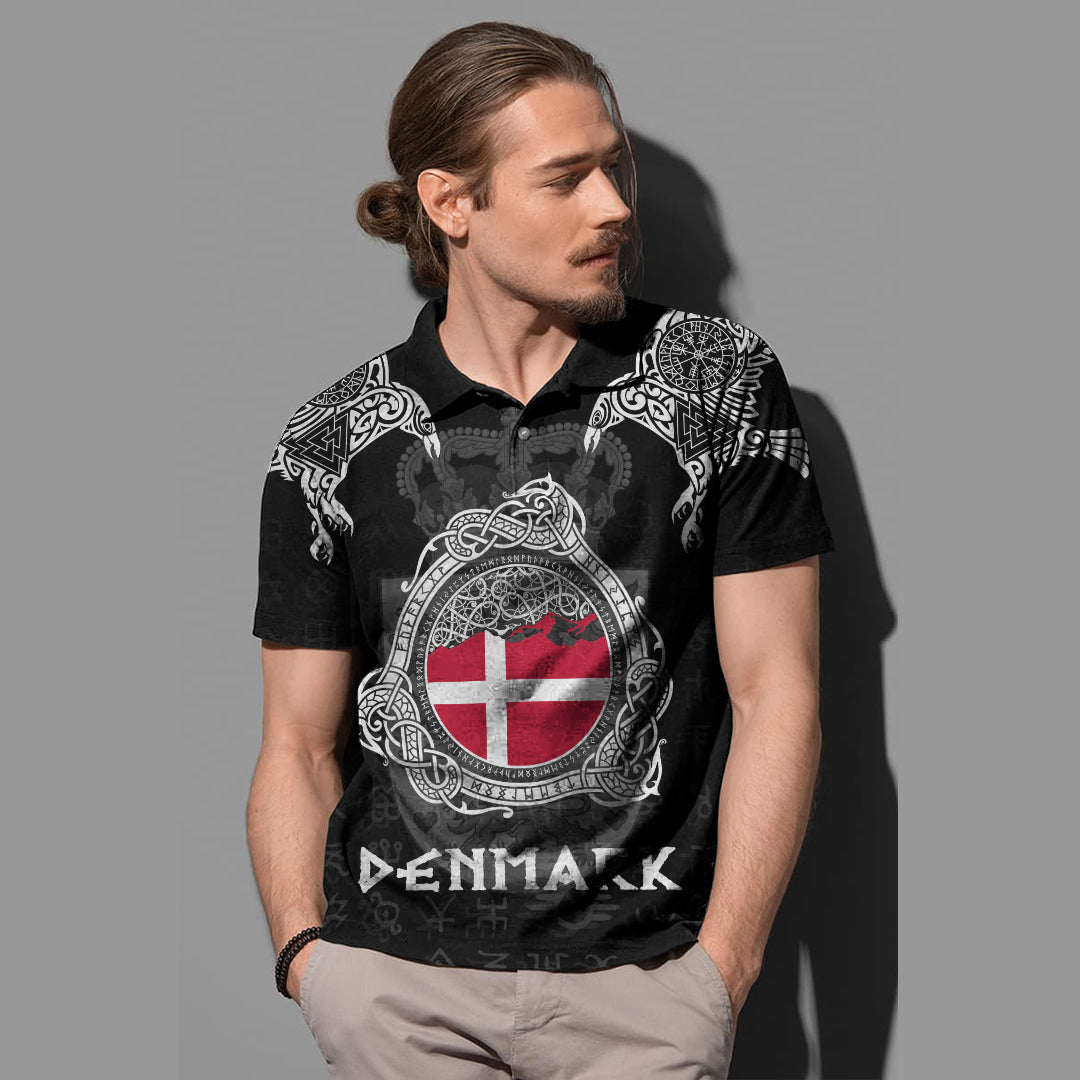 Viking Denmark Style Double Raven of Odin Polo Shirt RLT12