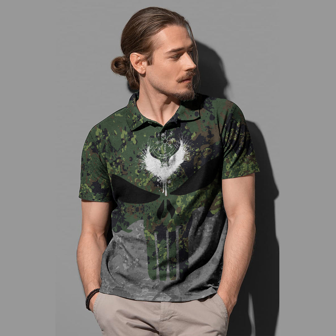 Viking Viking Skull Punisher Style Camo Polo Shirt RLT12