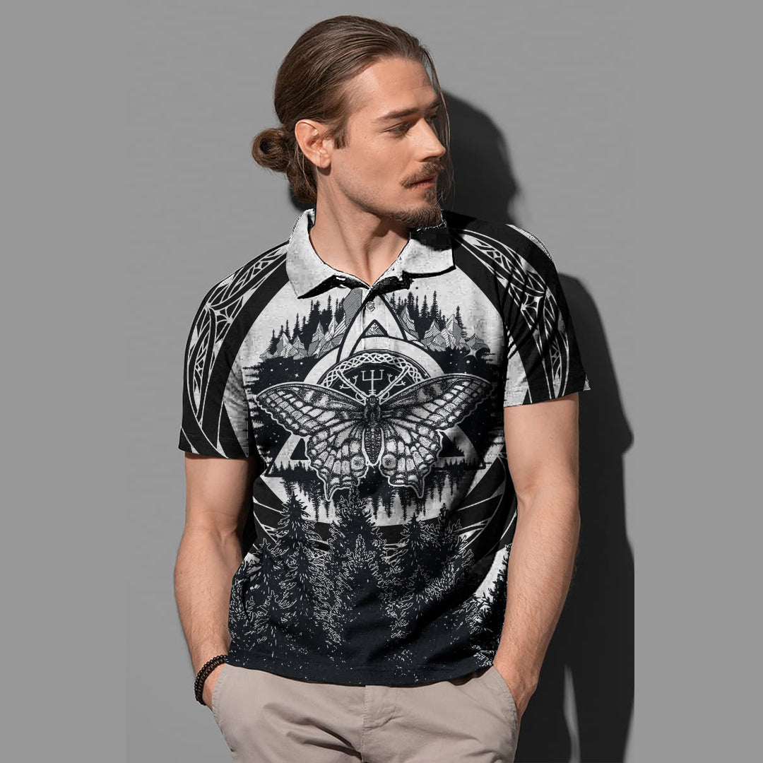 Viking Butterfly Style Celtic Of Pine Forest Polo Shirt RLT12