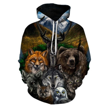 Wolf With Animal 3D Native American Hoodies LT10