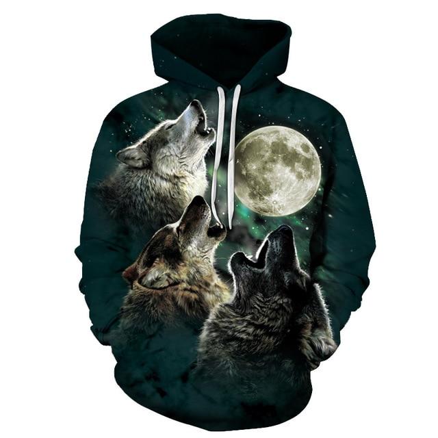 Wolves Moon Green 3D Native American Hoodies LT10
