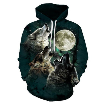 Wolves Moon Green 3D Native American Hoodies LT10