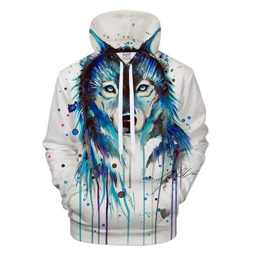 Wolf Ice White 3D Native American Hoodies LT10