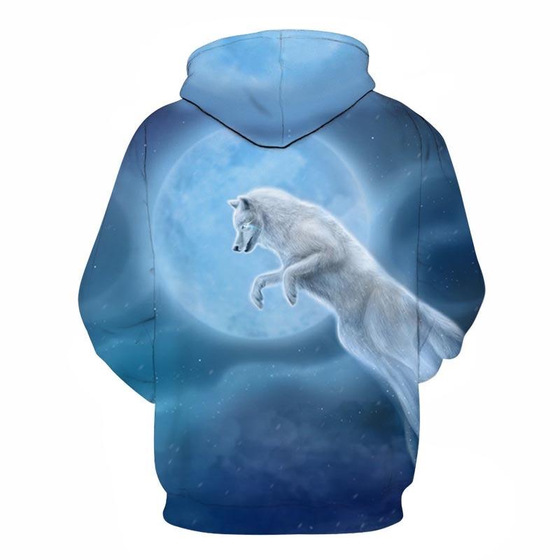 White Moon Wolf 3D Native American Hoodies LT10