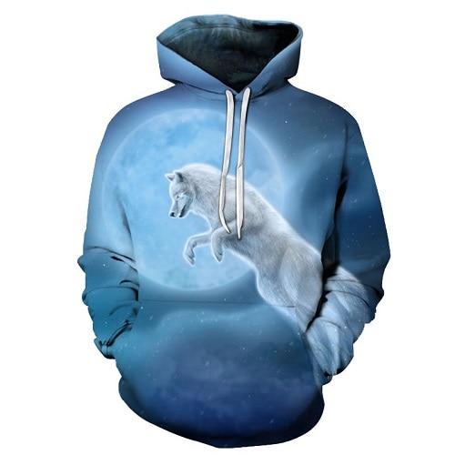 White Moon Wolf 3D Native American Hoodies LT10