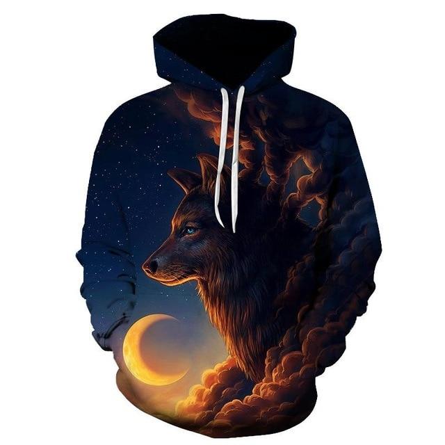 Night Moon Wolf 3D Hoodies Native American Style LT10