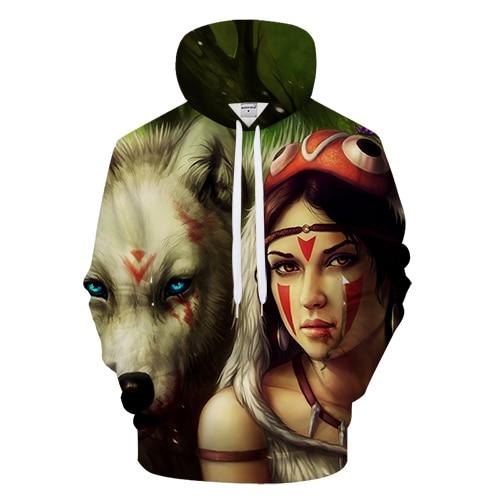 Princess With Wolf 3D Native American Hoodies LT10
