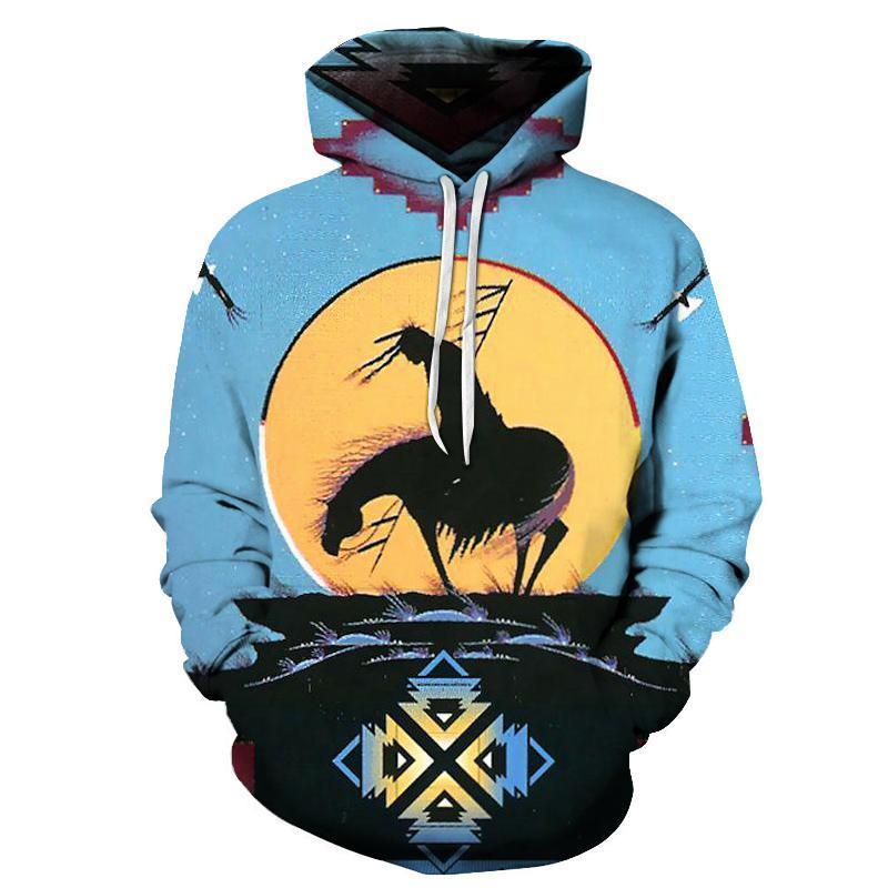 Trail Of Tear Native American Design 3D Blue Pullover Hoodie LT10
