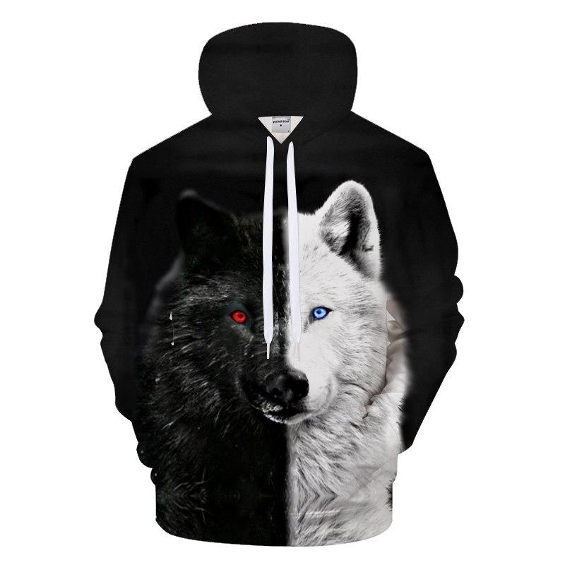 Ying and Yang Native American Wolf 3D Hoodies LT10