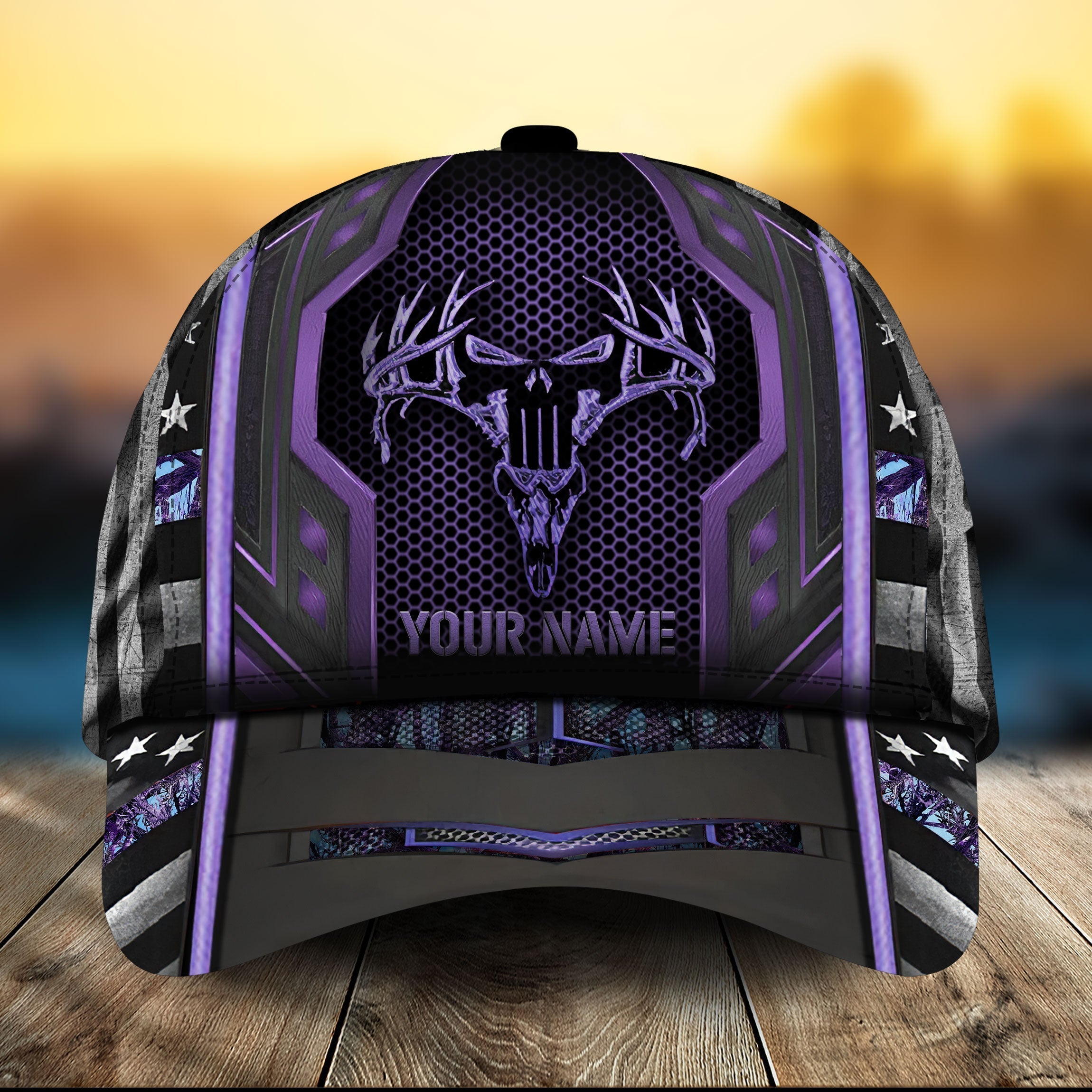 Premium US Flag Skull Hunting Hats 3D Multicolored Personalized