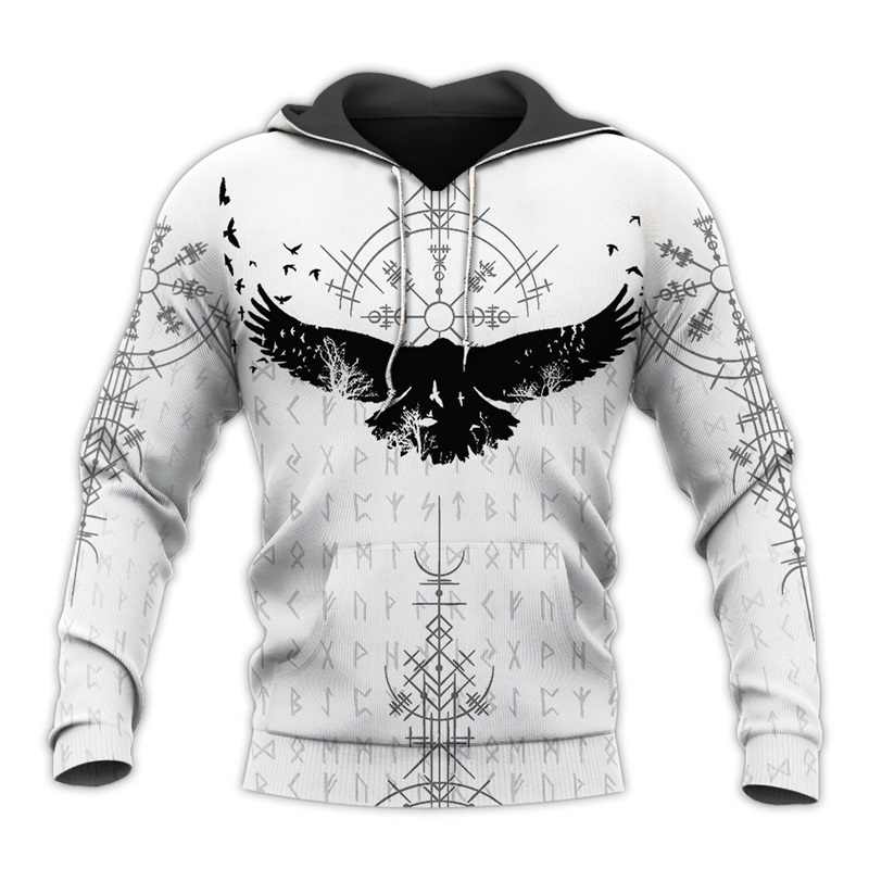 Viking Clothing Raven and Vegvisir Hoodie RLT12