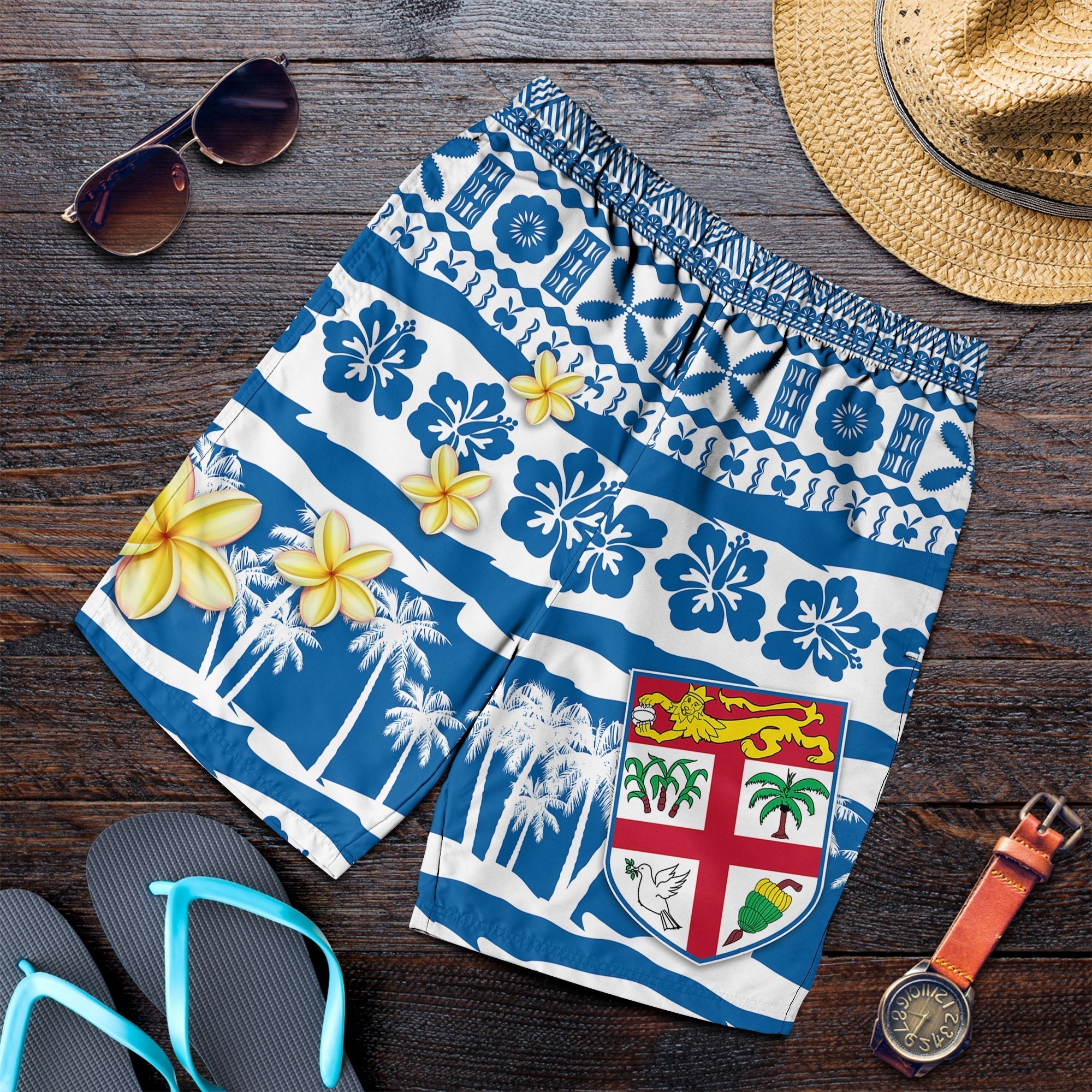 Fiji Polynesian Men Short Fijian Tapa Pattern LT13