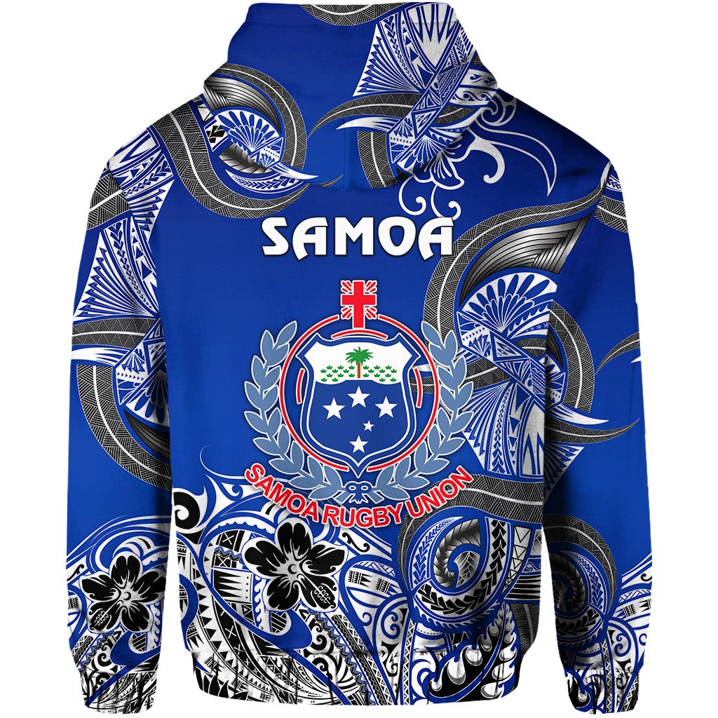 Samoa Manu Hoodie Rugby Unique Style Blue White LT8