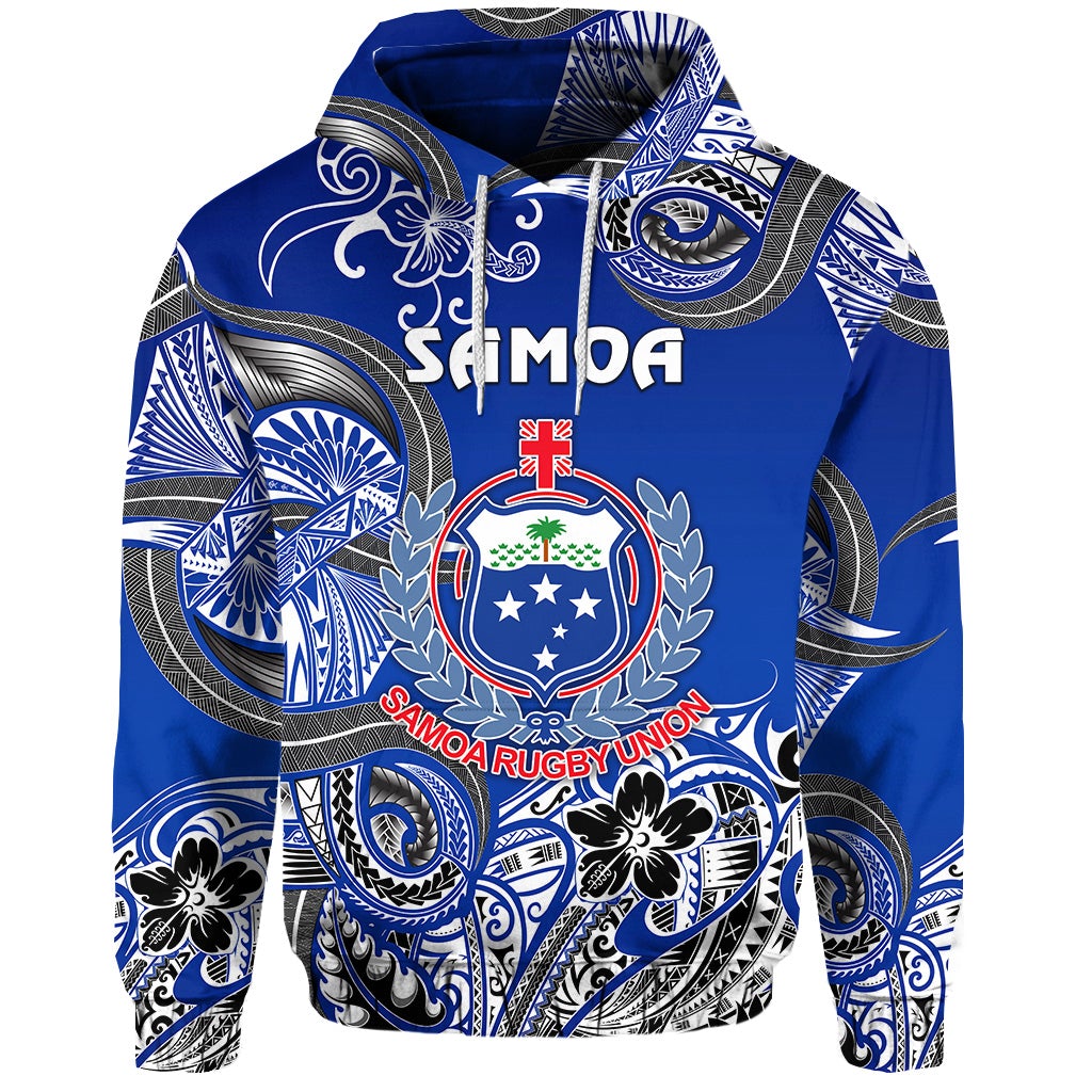 Samoa Manu Hoodie Rugby Unique Style Blue White LT8