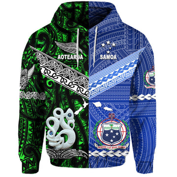 Samoa and New Zealand Hoodie Together Green LT8