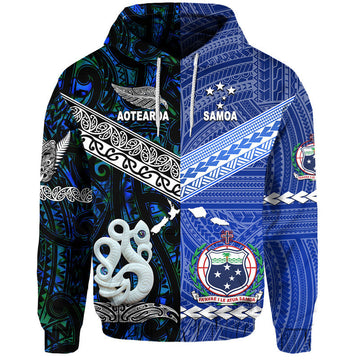 Samoa and New Zealand Hoodie Together Blue LT8