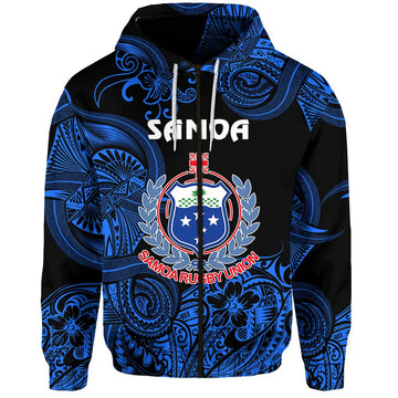 Samoa Manu Zip Hoodie Rugby Unique Style Black LT8
