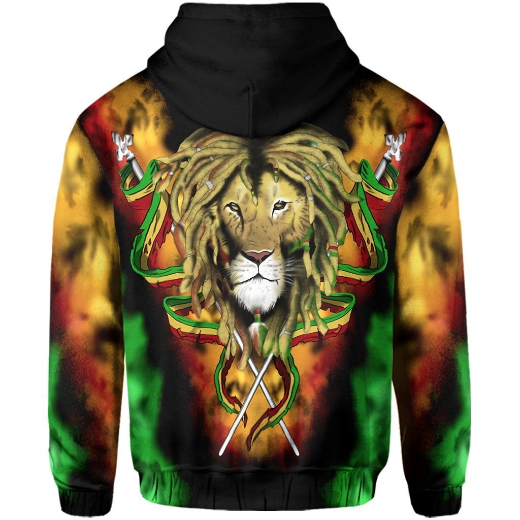 African Hoodie Africa Reggae Rastafarian King Flag Lion Pullover