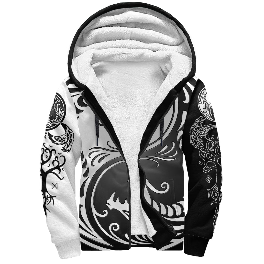 Viking Sherpa Hoodie - Ying Yang Dragon RLT12