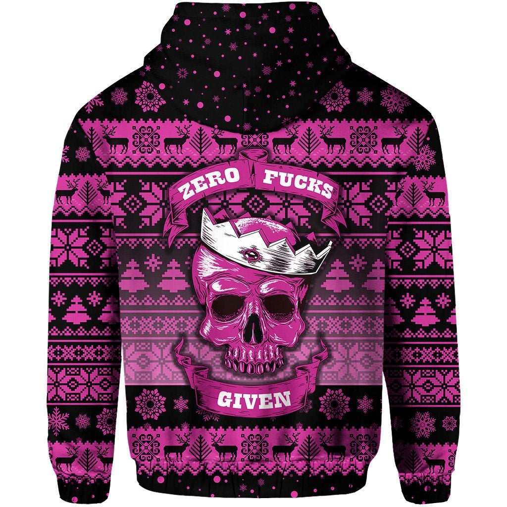 Skull Christmas Zip Hoodie Pink LT8