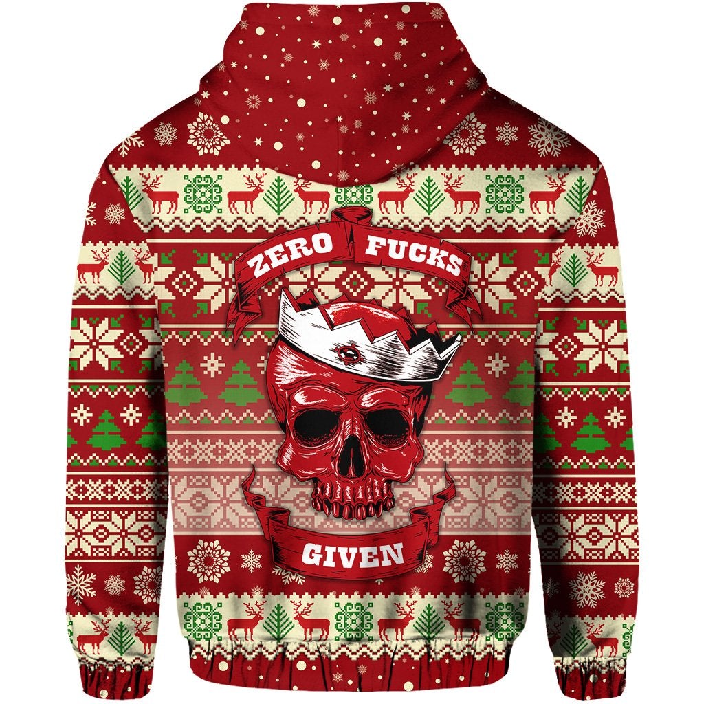 Skull Christmas Zip Hoodie Red LT8