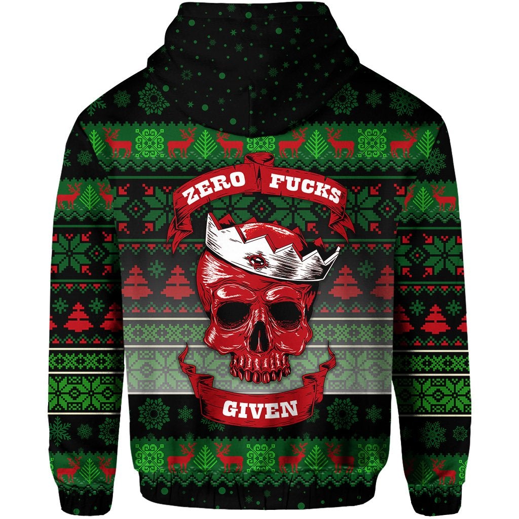 Skull Christmas Zip Hoodie Black LT8