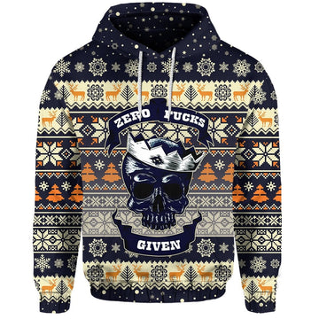 Skull Christmas Hoodie Navy LT8