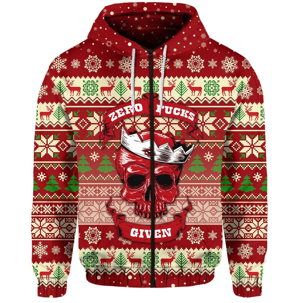 Skull Christmas Zip Hoodie Red LT8