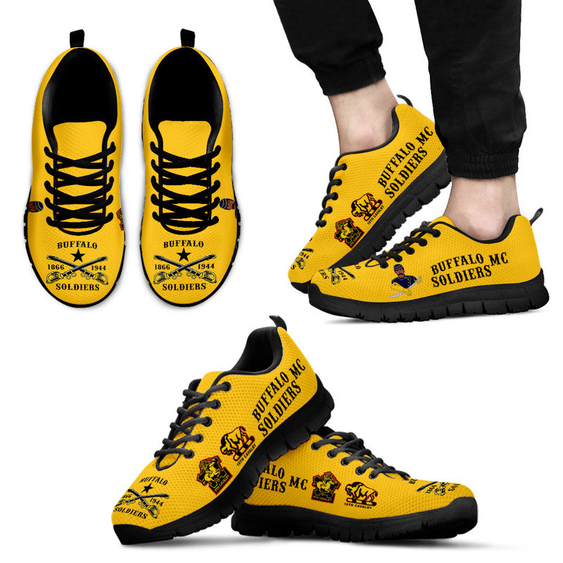 (Custom Personalised) Buffalo Soldiers Motorcycle Club BSMC Sneakers - Gold LT8