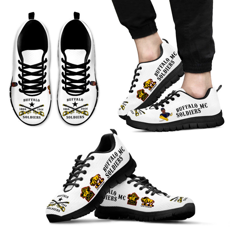 (Custom Personalised) Buffalo Soldiers Motorcycle Club BSMC Sneakers - White LT8