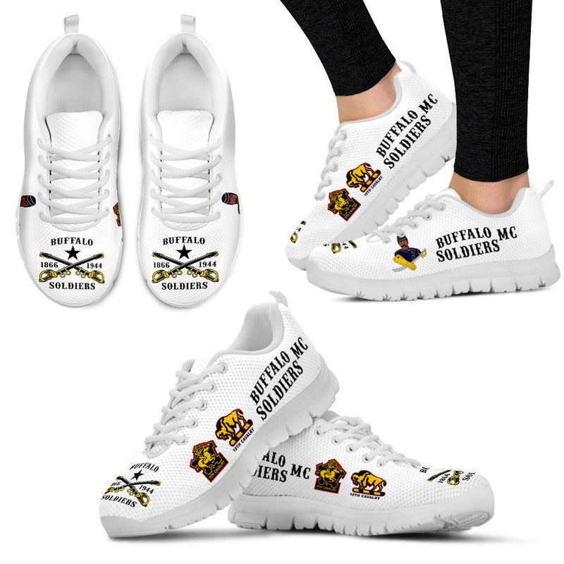 (Custom Personalised) Buffalo Soldiers Motorcycle Club BSMC Sneakers - White LT8
